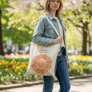 Radiate Positivity Simplicity Canvas Tote NWT inspire yoga meditation festival